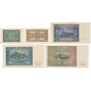 Okupačné bankovky 1940-1941 - sada (5 ks)
