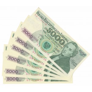 5.000 złotych 1988 - MIX serii (6szt)