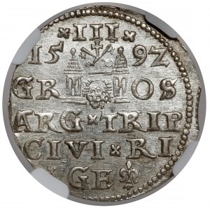 Zygmunt III Waza, Trojak Ryga 1592 - menniczy