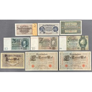 Niemcy, zestaw banknotów MIX (9szt)