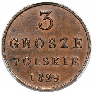 3 Polish pennies 1829 FH - new minting, Warsaw