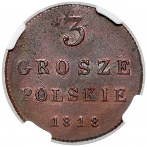 3 Polish pennies 1818 IB - BEAUTIFUL