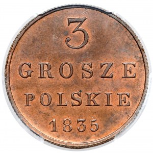 3 polnische Pfennige 1835 IP - Neuprägung, Warschau - selten