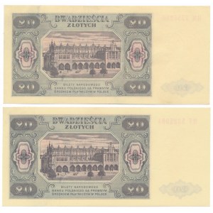 20 złotych 1948 - HM i HT - zestaw (2szt)