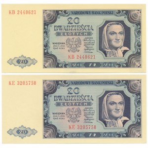 20 zlatých 1948 - KB a KE - sada (2ks)