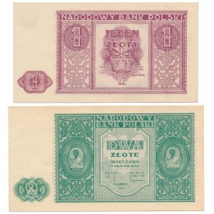 1 and 2 gold 1946 - set (2pcs)