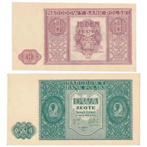 1 und 2 Gold 1946 - Satz (2 Stück)