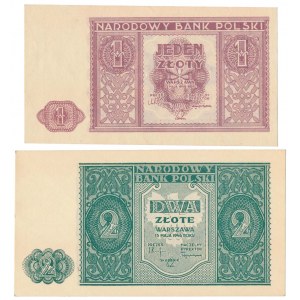 1 and 2 gold 1946 - set (2pcs)