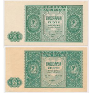 2 zlaté 1946 - barevné varianty (2ks)