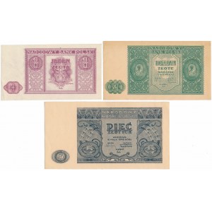 1, 2 i 5 złotych 1946 - zestaw (3szt)