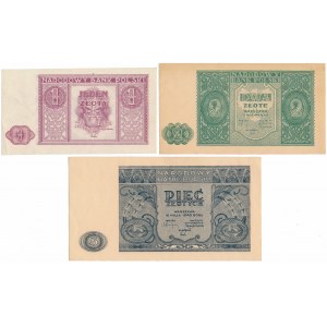 1, 2 and 5 gold 1946 - set (3pcs)