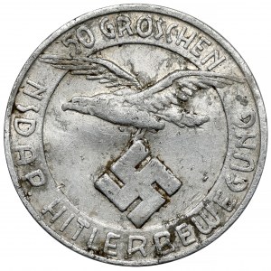 Österreich, 50 Groschen Wertmarke - NSDAP Hitlerbewegung Ziegel