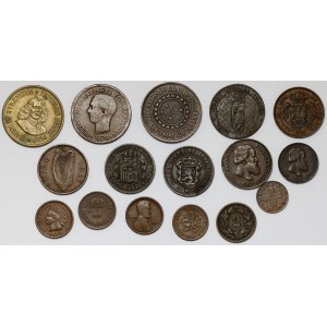 Měděné mince světa MIX (16 kusů)