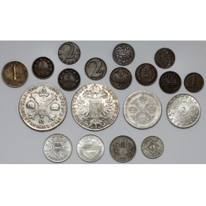Rakúsko, súbor mincí 18.-20. stor. - vrátane STRIEBRA (19 ks)