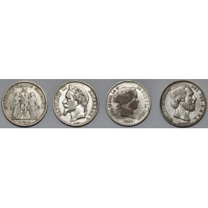 Evropa, sada stříbrných mincí (4 ks)