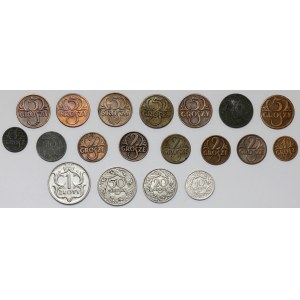 1 grosz 1923 - 1 złoty 1929, zestaw (19szt)