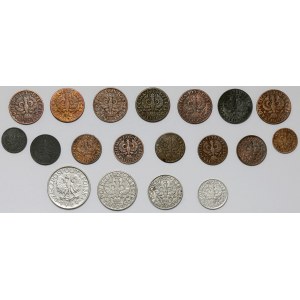1 Pfennig 1923 - 1 Zloty 1929, Satz (19 Stück)