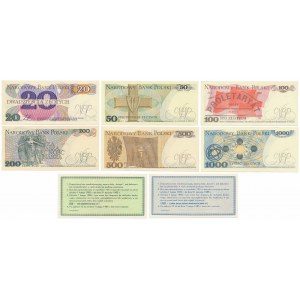 PRL, sada bankovek a revalvačních bankovek (8ks)