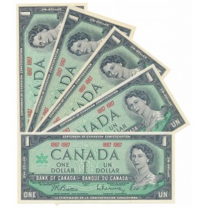 Kanada, 1 Dollar 1967 (5Stück)