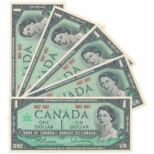 Kanada, 1 Dollar 1967 (5Stück)