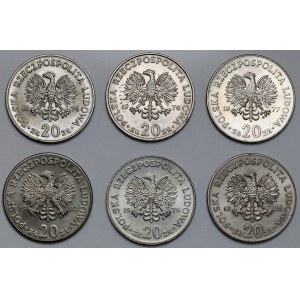 Nowotko 20 złotych 1974-1983 - KOMPLET roczników (6szt)