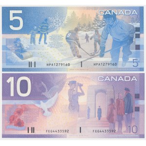 Kanada, 5 Dollars 2002 & 10 Dollars 2001 (2pcs)