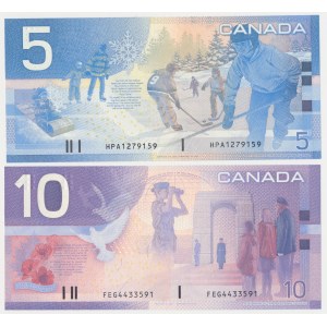 Kanada, 5 Dollars 2002 & 10 Dollars 2001 (2pcs)