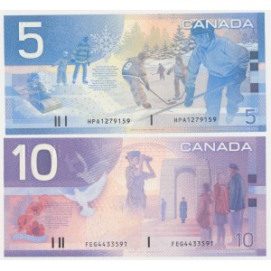 Kanada, 5 Dollars 2002 i 10 Dollars 2001 (2szt)