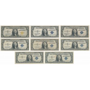 USA, 1 dolar 1935-1957 Stříbrný certifikát (8ks)