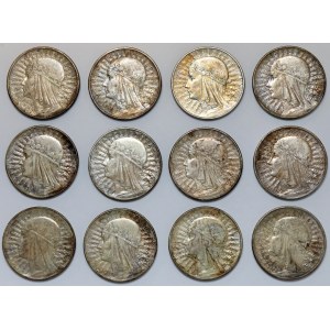 Hlava ženy, 10 zlatých 1932-1933, sada (12ks)