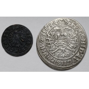 Silesia, Obol Cieszyn 1652 and 6 krajcars 1673 SHS, Wroclaw - set (2pcs)