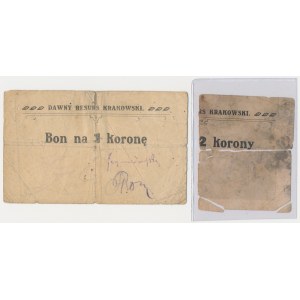 Krakau, Dawny Resurs Krakowski, 1 und 2 Kronen - Hälfte eines Gutscheins (1919)