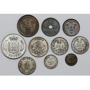 Škandinávia, sada mincí (10 ks)