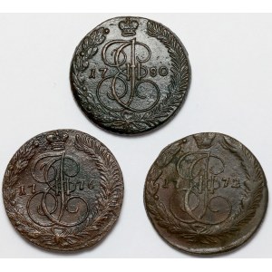 Rosja, 5 kopiejek 1772-1780, zestaw (3szt)