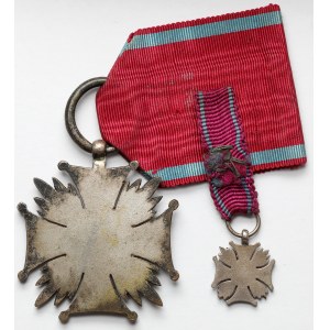 II RP, Srebrny Krzyż Zasługi - Gontarczyk + miniatura (2szt)