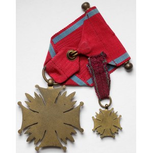 II RP, Bronzenes Verdienstkreuz - Gontarczyk + Miniatur (2 Stck.)