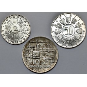 Rakousko / Finsko, stříbrné mince 1932-1967 - sada (3ks)