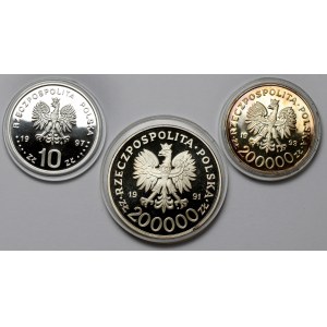 10-200.000 złotych 1991-1997, zestaw (3szt)