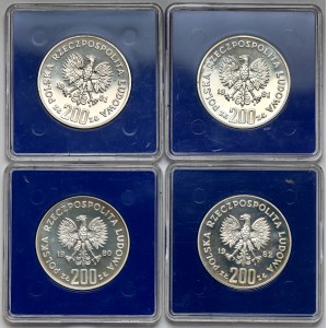 People's Republic of Poland Mirrors, 200 zloty 1980-1982, KINGS - set (4pcs)