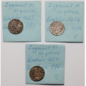 Sigismund III Vasa, Troika Krakow 1623-1624, set (3pcs)