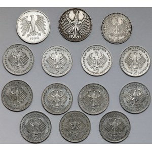 Germany, 2 and 5 marks 1951-1990, set (14pcs)