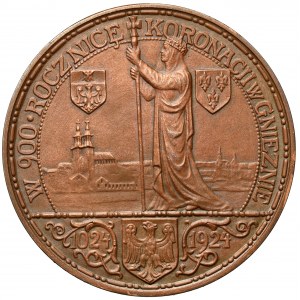 Medaila, 900. výročie korunovácie Boleslava Chrobrého 1924 (veľká, 55 mm)