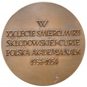 Medal, Marie Skłodowska-Curie 1954