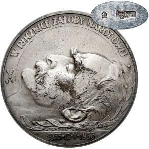 Medaille, Jozef Pilsudski, Todestag 1936 - in Silber - RARE