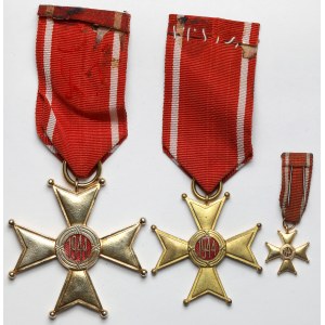 People's Republic of Poland, Order of Polonia Restituta cl. IV and V + miniature, set (3pcs)