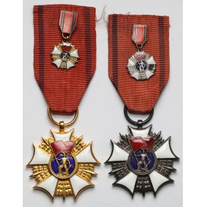 People's Republic of Poland, Order of the Banner of Labor cl. I and II + miniatures, set (4pcs)