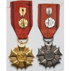 People's Republic of Poland, Order of the Banner of Labor cl. I and II + miniatures, set (4pcs)