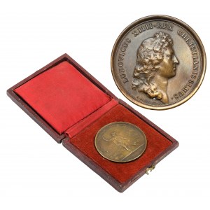 Francja, XIX w. odbitka medalu Ludwik XIV z 1664 - Jungendis Commercio Gentibus