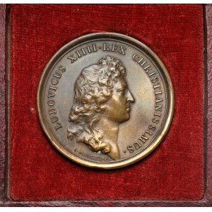 France, 19th century print of Louis XIV medal of 1664 - Jungendis Commercio Gentibus