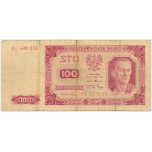 100 zlotých 1948 - CHYBA TLAČE - strata tlače na zadnej strane